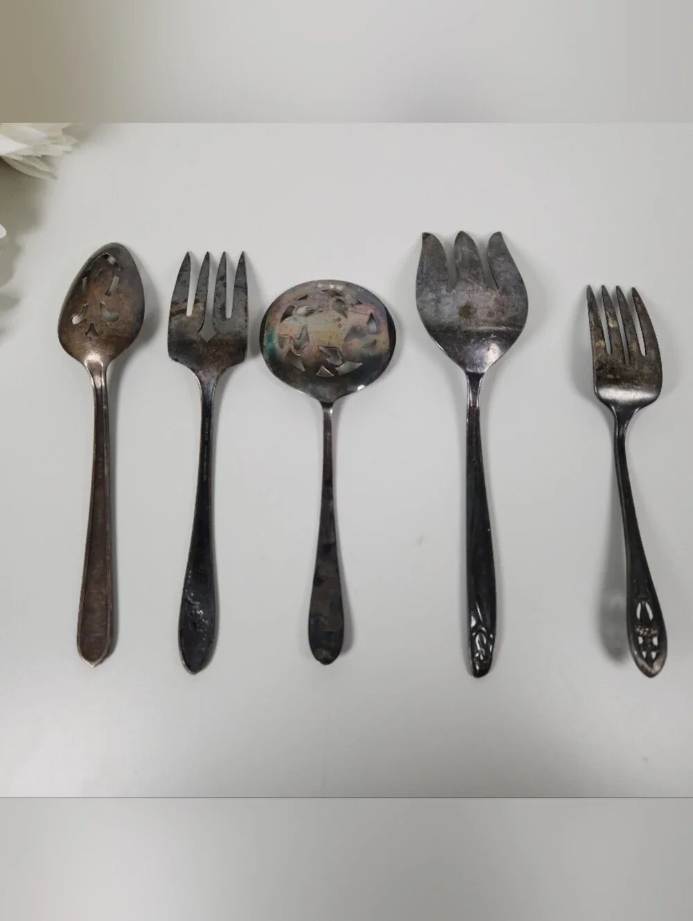 Vintage Silver Plated Serving Utensils Assorted Lot of 5 | Patina | Shabby Chic